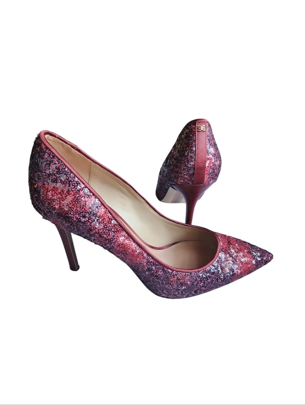 Sparkling Red Sequin Pointed-Toe Pumps - Women's